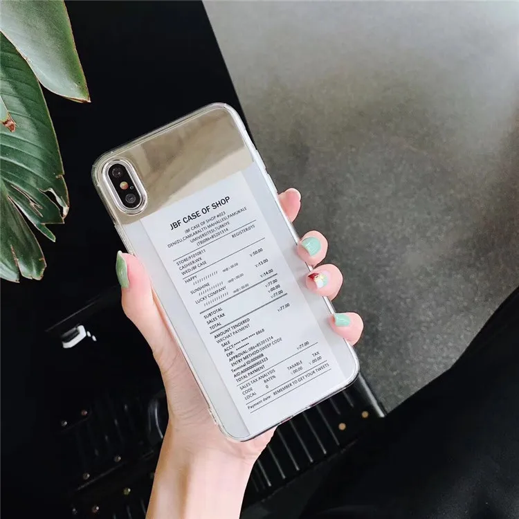 Ins горячий супермаркет счет шаблон корейский чехол для телефона iPhone X XSmax XR Xs 7 Puls 6