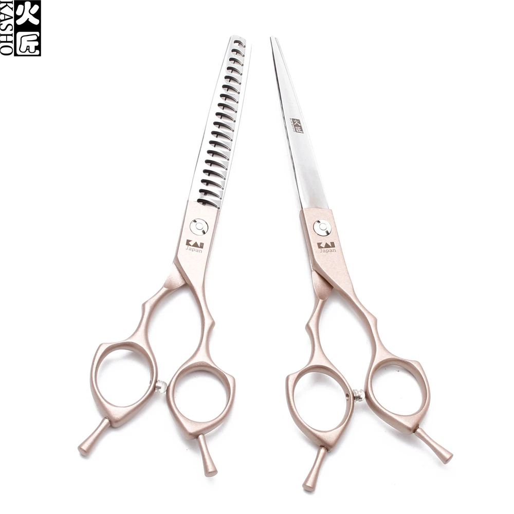 

6.5" KASHO 440C Rose Gold Puppy Grooming Shears Straight Shears Thinning Scissors Animal Shears Professional Pets Scissors H9029