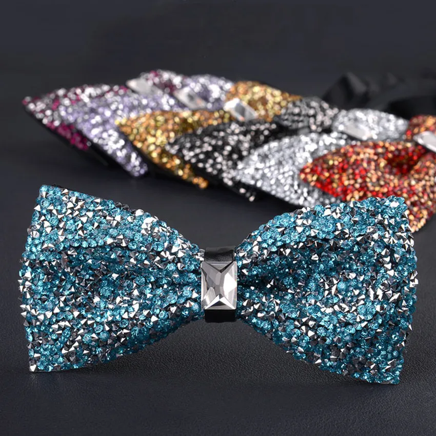 Британский стиль BowtieClothing аксессуары яркий алмаз острым рубашка с галстуком-бабочкой с бантом в полоску Свадебная вечеринка JO1861210