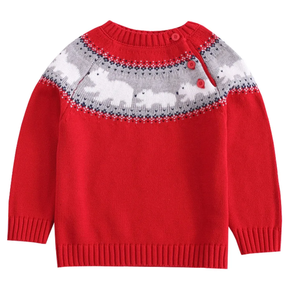 

Christmas Sweater Boys Girls Teenager Autumn Winter Knitted Pullover Kids Ribbed Sweater