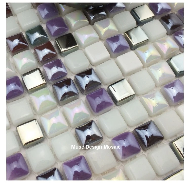 Серебристо-фиолетовая белая стеклянная мозаичная плитка для Kithchen фартук для ванной приграничная плитка DIY домашний декор обои стикер