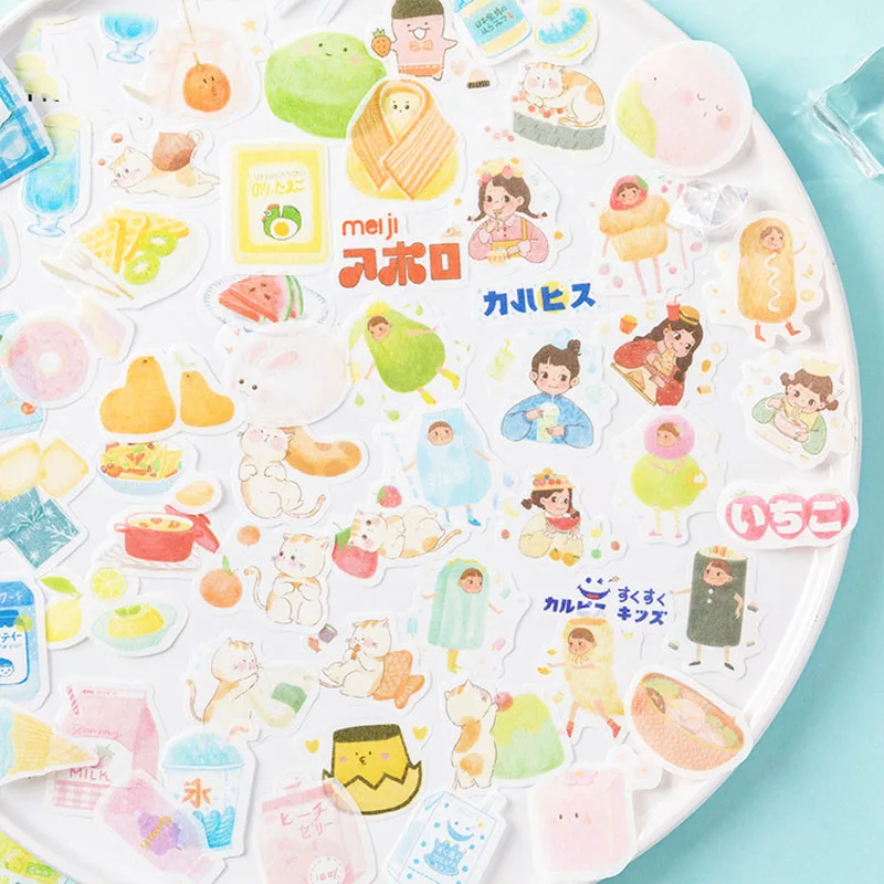 40Pcs Kawaii Dessert Stickers Cute Food Stationery Stickers Paper Adhesive Sticker For Kids DIY Scrapbooking Diary Photos Albums