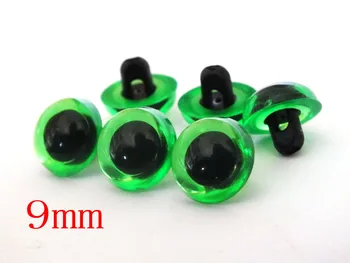 

free shipping!!! 100pairs/lot 9mm green plush toys animal eyes plastic round safety eyes sewing accessories