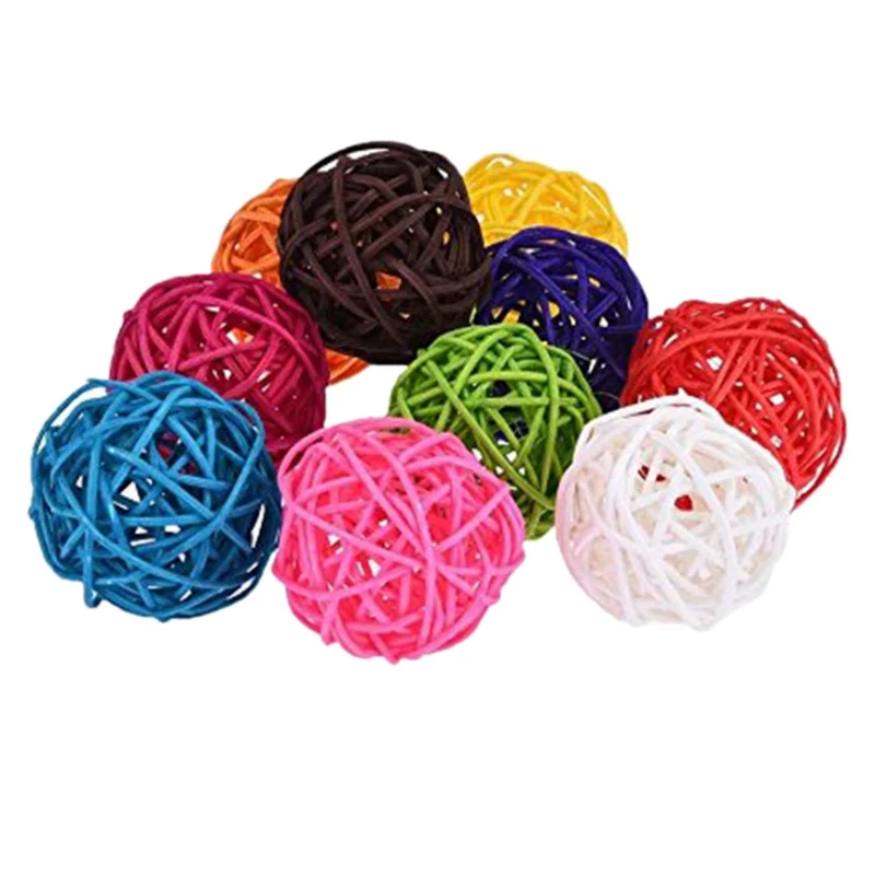 3CM-10pcs Попугай Коготь Ног Игрушка для ловли попугай ротанга мяч птица жевание цвет ароматические мяч висячая клетка для птицы кулон Декор зоотоваров - Цвет: 3CM-10pcs