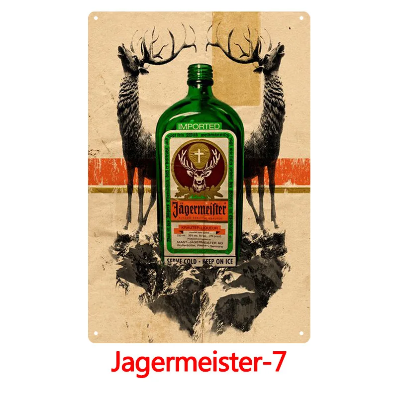 Алкогольный напиток Jagermeister голова оленя плакат Классическая Настенная Наклейка Декор домашнего бара старинная металлическая пластина виски Вино Олово знак - Цвет: Оранжевый