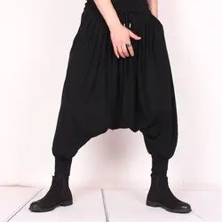 Лето Хип-хоп тренд большие брюки лед шелк большой размер мужские свободные сопротивления брюки волосы стилист личность Летающий широкие