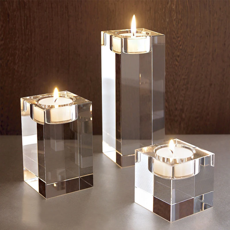 PEANDIM K9 Crystal Wedding Candle Holder Candlestick Party Home Glass Candle Strands Bonus 3pcs Candles
