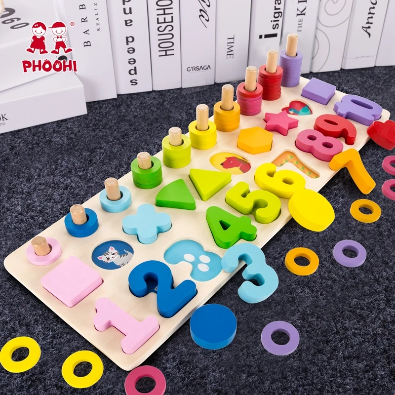 Baby Wooden Montessori Educational Material Toy Kids Early Learning Infant Shape Match Board Toy For More Than 3 Year Old PHOOHI Baby Wooden Montessori Educational Material Toy Kids Early Learning Infant Shape Match Board Toy For More Than 3 Year Old PHOOHI