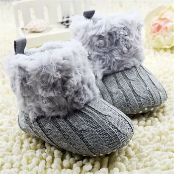 

Newborn Crochet/Knit Fleece Boots Toddler Girl Wool Snow Crib Shoes Booties