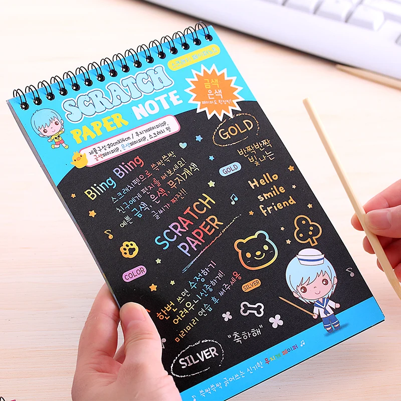 

Scratch picture doodle book multicolour diy fun magic coil book New creative Cute children scrawl notebook Kids Drawing book