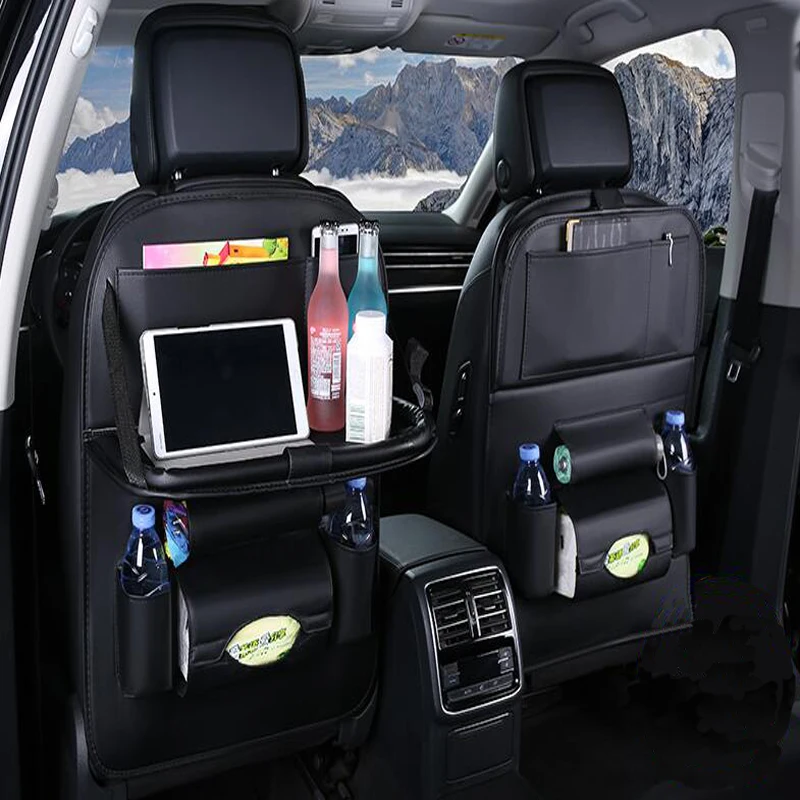 

Y1G Car Back Seat Bag Folding Table Organizer Bags Phone Pad Chair Storage Pocket Box Travel Stowing Tidying Accessories