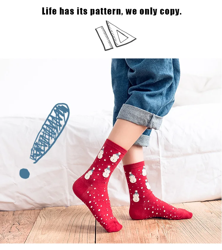 2 пара/лот прекрасный Мода снеговик длинноволокнистого хлопковые носки для Для женщин красный носок Творческий милые девушки мягкий зима-осень Mieas 10719