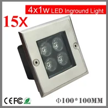 15 шт./партия 4 Вт квадратный светодиодный подземный свет Чистый/теплый белый/зеленый/синий/красный 85-265 в наружный погребенный свет Светодиодная лампа