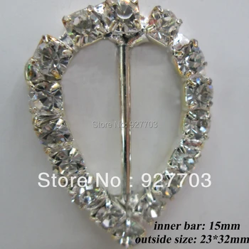 

(CM384 15mm innner bar)50pcs Drop Silver Tone Diamante Rhinestone Buckle Chair Sash Ribbon Slider