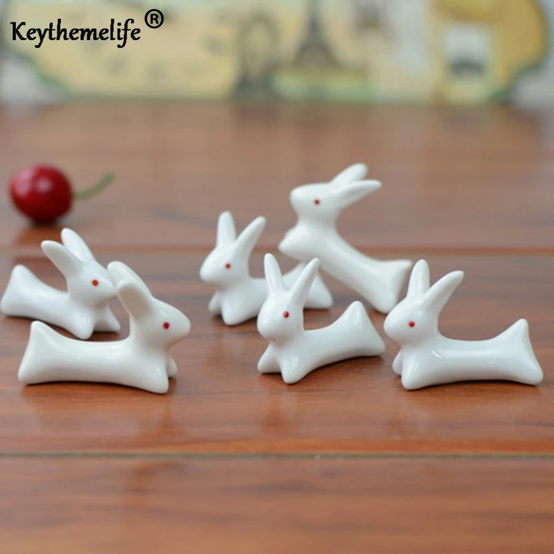 Keythemelife 4pcs Chopsticks Rack Rabbit Stand Rack Ceramic Chopsticks