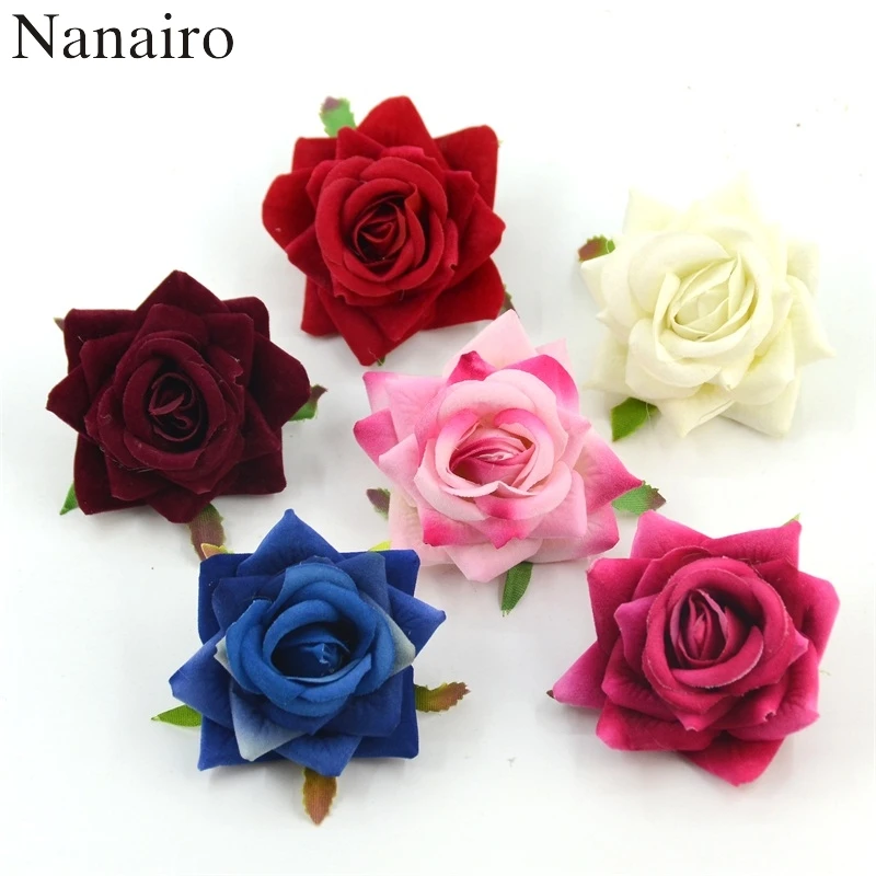 

5pcs/lot 5.5cm Silk Blooming Roses Artificial Flower Heads For Wedding Decoration DIY Wreath Gift Scrapbooking Craft Flower