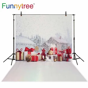 

Funnytree backdrop for photo studio Christmas gift winter small town bokeh for baby shower photography background photocall