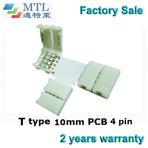 

LED strip connector corner adapter T type, 50pcs/lot, 10mm PCB 4 pin for RGB LED strip, Factory Wholesale