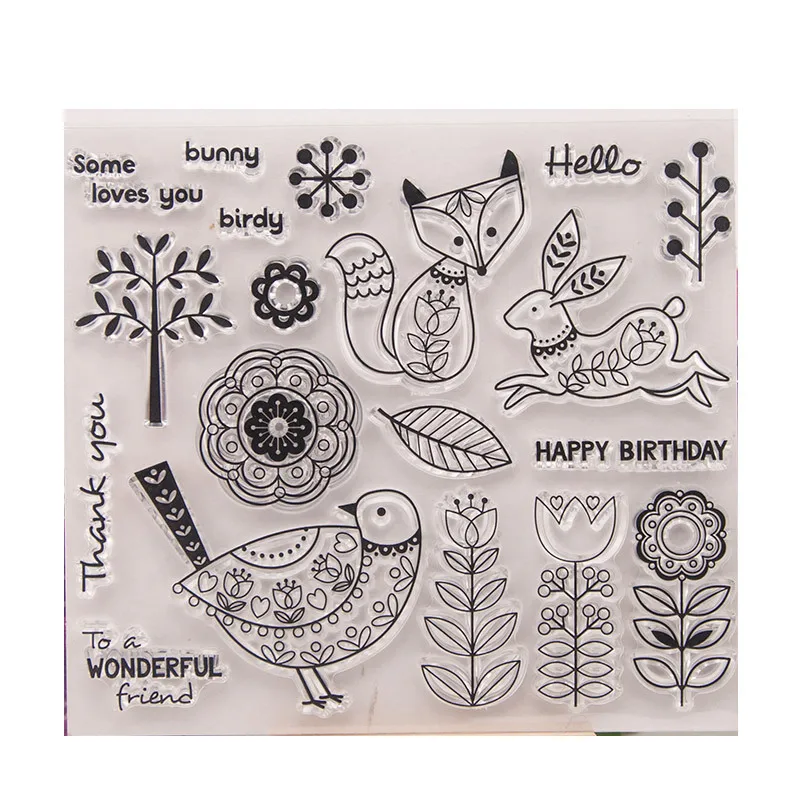 Animal and flower Clear Stamps for Cards Making Silicone Stamps DIY
