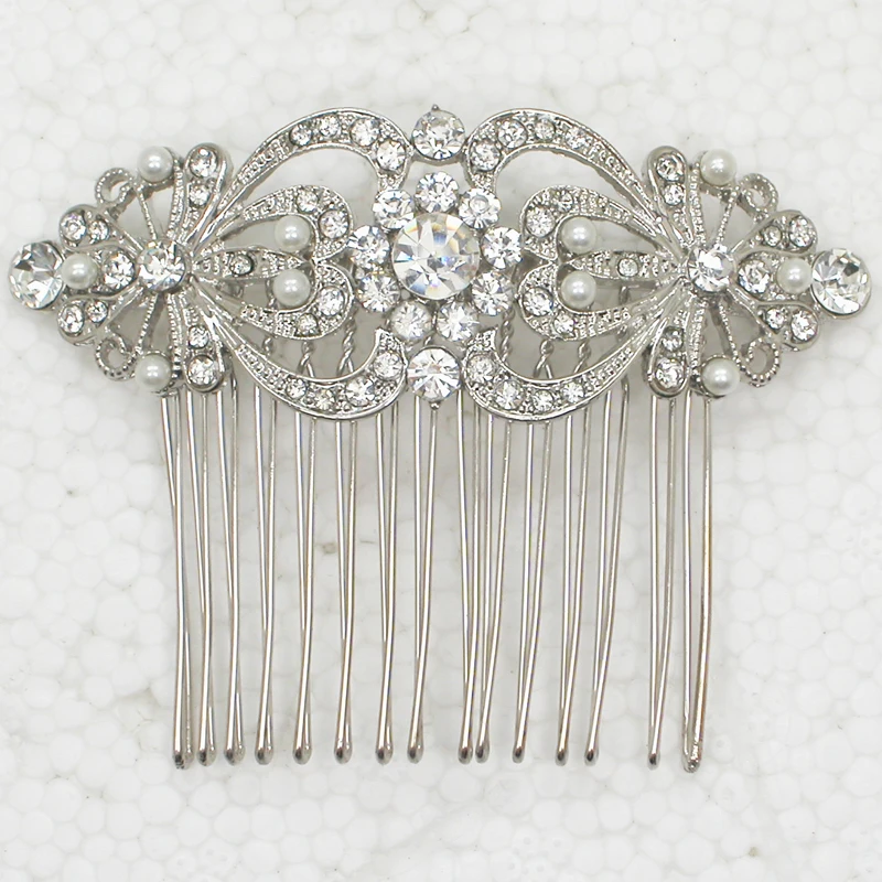 Crystal Pearls Hair Comb Hair Piece Pearl Rhinestone Pearl Diamond