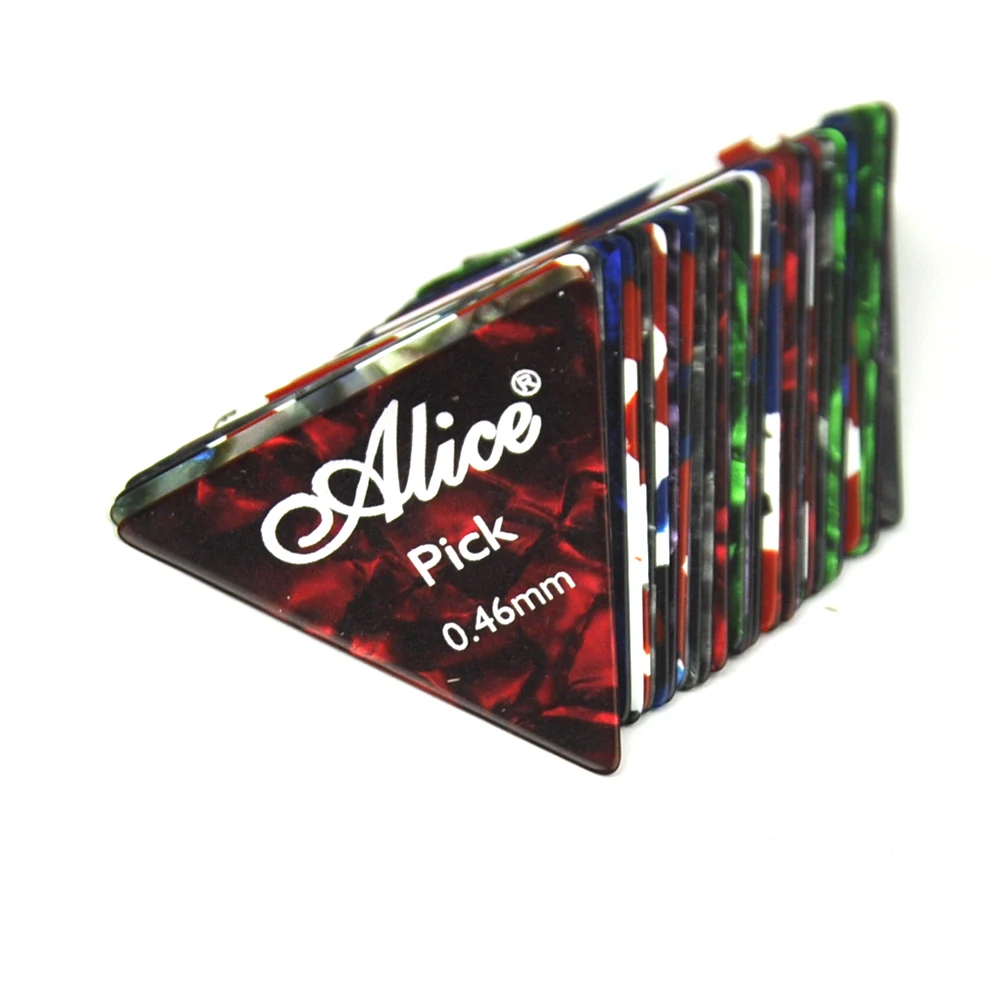 24pcs Alice AP-L Celluloid Triangle Guitar Picks Plectrums Mixed Colors 0.46mm ~ 1.5mm