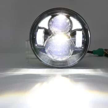 

New 5 3/4 " High/Low Beam Motorcycle LED Headlight 5.75 inch Round Angle Eyes H4 Projector Head Lamp for Harley Davidson