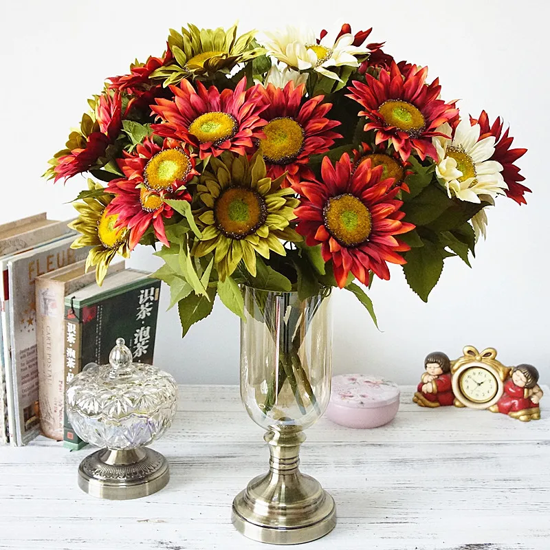 sunflower artificial flower big bouquet flowers home decoration wedding photography decorative ornaments (4)
