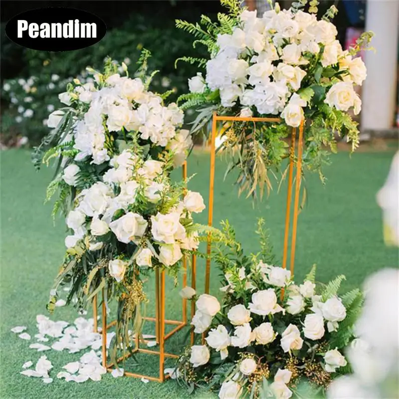 10PCS Wedding Flower Vase Gold Column Stand Elegant Gold Flower Column