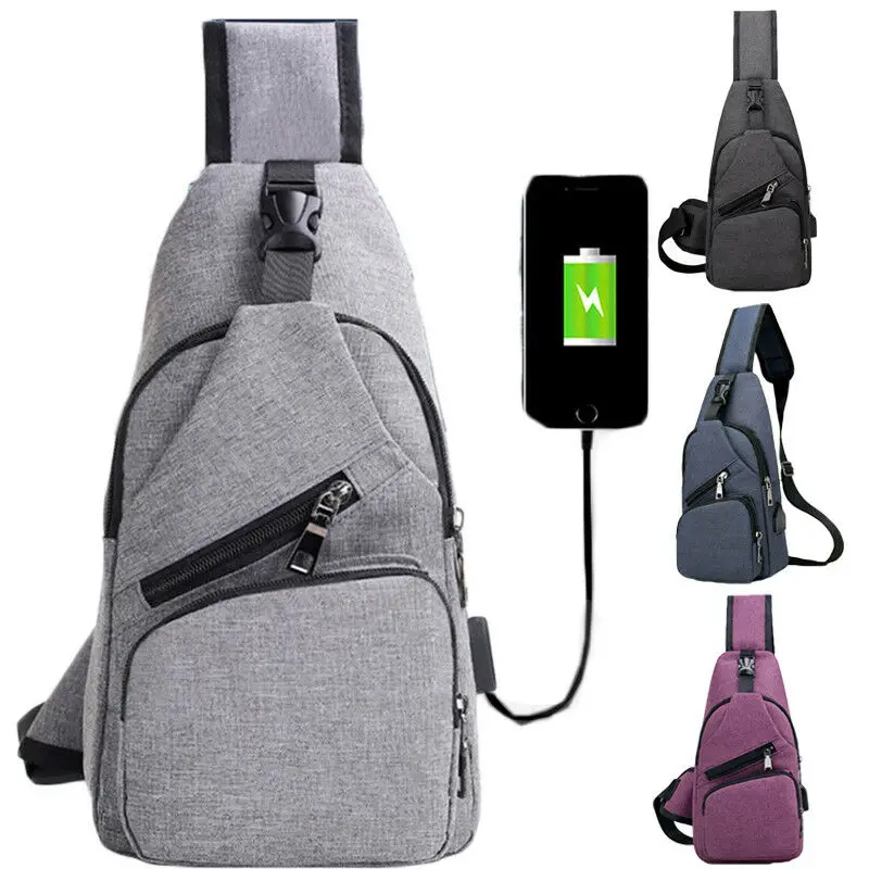 

2019 Newest Men Fashion Simple Casual Waist Pack USB Convenience Charger Port Anti-theft Chest Pack Rucksack Shoulder Sling Bag