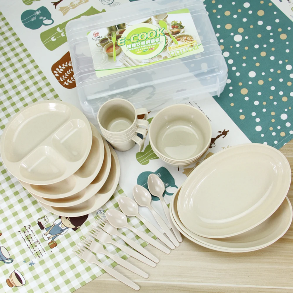 

24PCS Solid Barbecue Outdoor Dinner Picnic Light Cutlery Set Practical Durable Safe Camping Heat Resistant