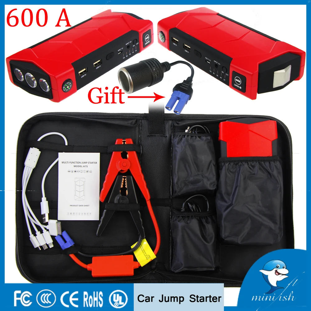 600A Peak Current Portable Mini Booster Battery Car Jump Starter For Petrol 8.0L Diesel 6.0L Emergency Auto Power Bank Charger