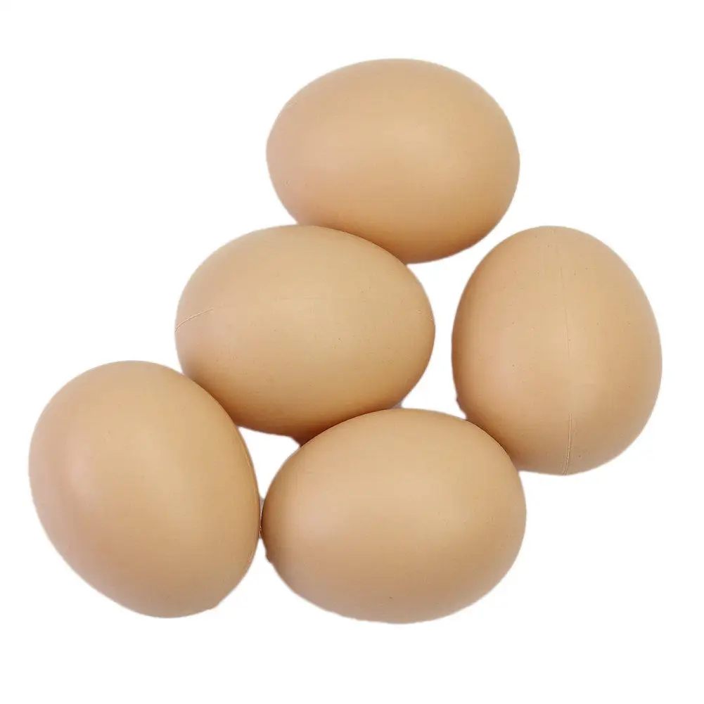 5 X Hen Poultry Simulation Faux Gefälschte Kunststoff Eier Ermutigen Huhn Legen 
