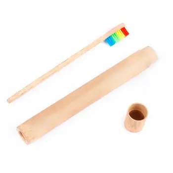 

Children Toothbrush Case Toothbrush Protect Holder Storage Tube Box Outdoor Travel Bamboo Handle soft Bristle Toothbrush bottle