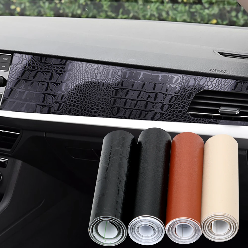 

LEEPEE Car Styling For Auto Car Body Internal PVC Adhesive Vinyl Film 10cmX152cm DIY Car Wrap Sticker Premium Leather Pattern