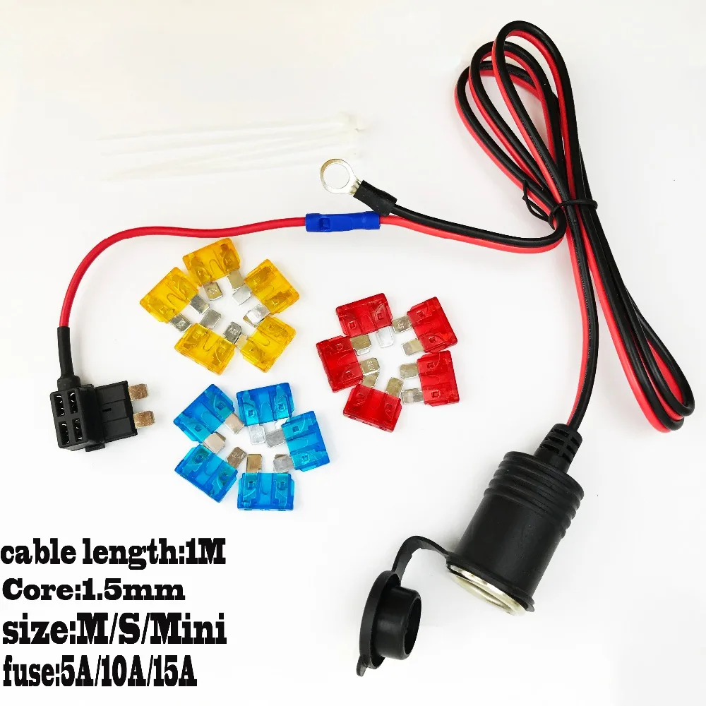 1set Car Cigarette Lighter socket 12v/24v Extension standard Fuse Tap