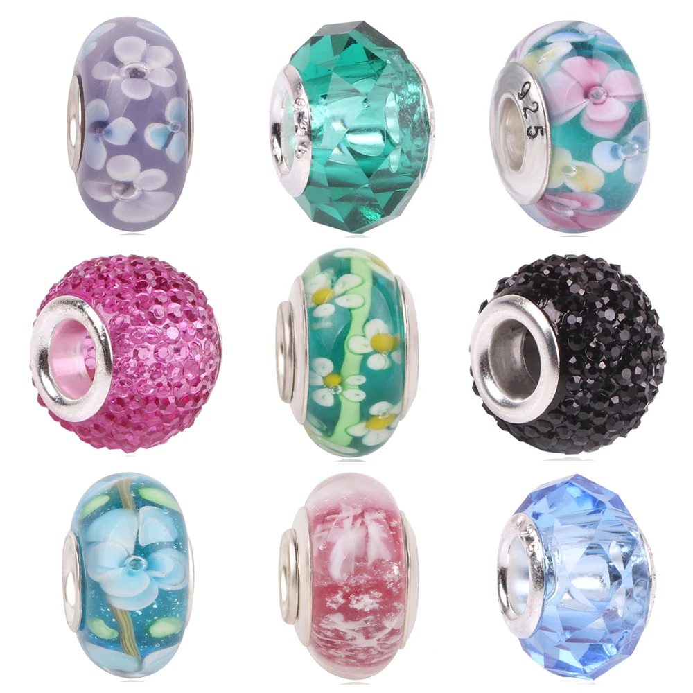 

Fit Original Pandora Bead Bracelet For Women Charm DIY Jewelry Various Colors Chamilia Beads Cut Surface Solid Glass