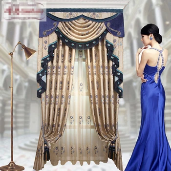 

Custom curtains Simple modern high-class noble high precision jacquard thick cloth blackout curtain tulle valance drapes N451