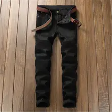 2017 new men jeansbeggars jeans biker jeans ripped knees holes Male Casual motociclista jeans fashion jeans men black 6603