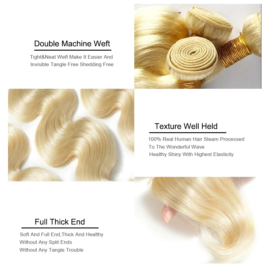 Missblue Brazilian Body Wave Hair 100 Blonde Human Hair Weave