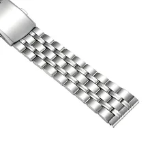  20mm Stainless Steel Metal Strap Silver Watch Band Unisex Bracelet Double Fold Deployment Clasp Watch Buckle 