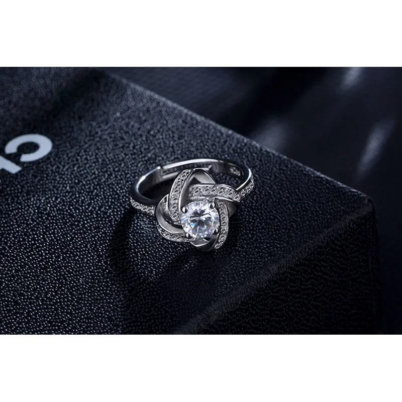 Новое поступление, 925 пробы серебряные кольца в виде цветка для женщин, свадебные ювелирные изделия, модное регулируемое кольцо на палец