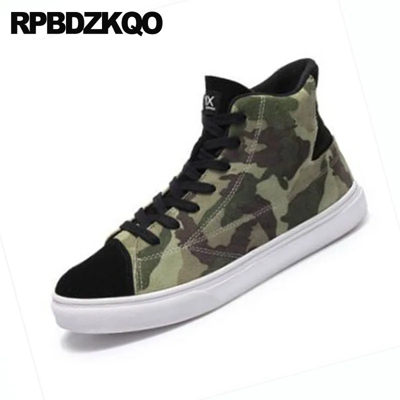 Schuhe Frühling Grün Turnschuhe Berühmte Männer Marke 11 Haut Größe Kuh Trainer Top Lace 47 Skate Tarnung Hohe Leinwand Up Runway Große Wildleder U1PdqwUCx