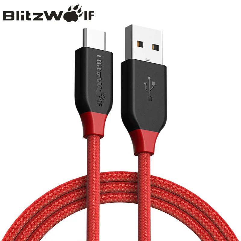 Blitzwolf Тип USB C кабель Мобильный телефон кабели Быстрая зарядка 1 M 1.8 m 2.5 c для