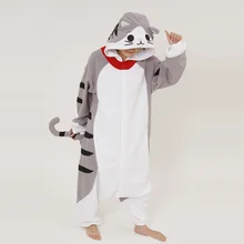 Осень Зима мультфильм животных с длинным рукавом капюшоном пижамы для женщин и мужчин унисекс комбинезоны сыра кошка пижамный комплект костюмы для косплея