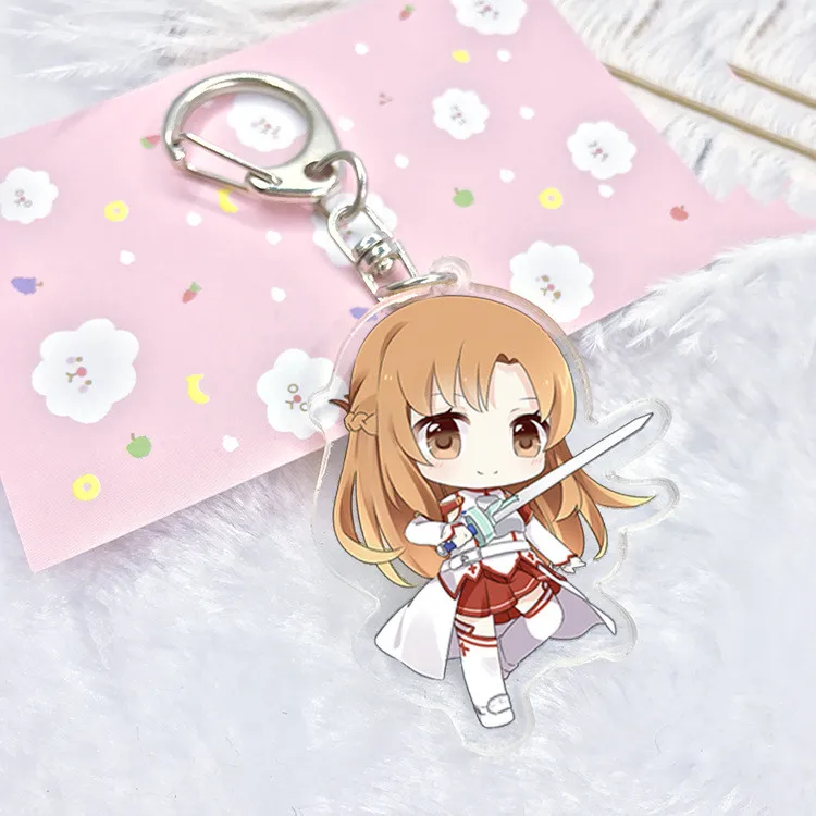 

Anime Sword Art Online Cosplay Keychain Japanese Cartoon SAO Asuna Krito Acrylic Car Key Holder Chain Pendants Keyrings