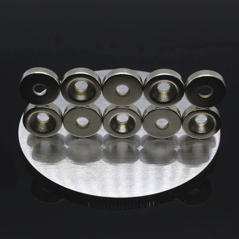 Anpro 10*3mm N52 5*3mm N35 Round Counterbore NdFeB Magnet Ring Hole 3MM Magnet Phone Holder Strong Magnet Disc