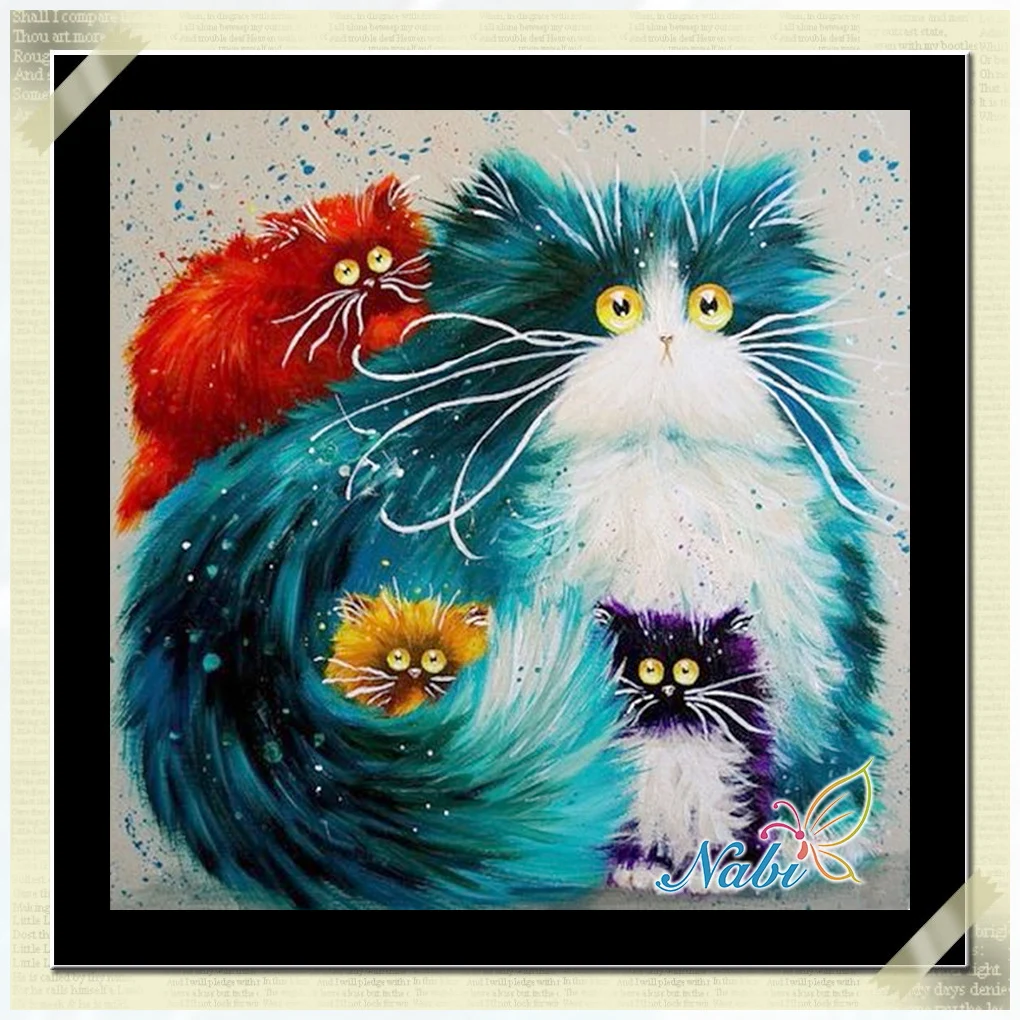 

diamant painting Colorful Cat Diamond Painting Cross Stitch Full Diamond Embroidery Europe Home Decoration round Drill Animal