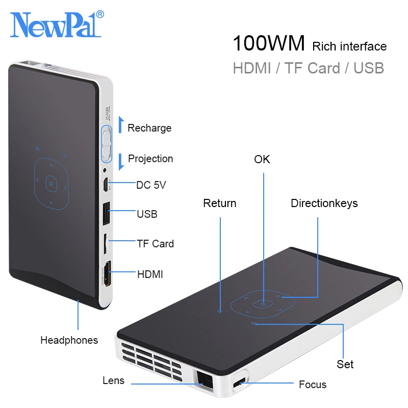 Mini DLP Projector Full HD 3D Projectors Handle 1080p Android WIFI Bluetooth Outdoor Home Theater Player Video Projector