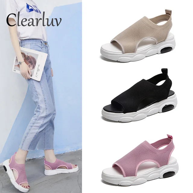

Fashion Women Sandals For Breathable Comfort Shopping Ladies Walking Shoes Summer Platform Black Beige pink Sandal Shoes C1272