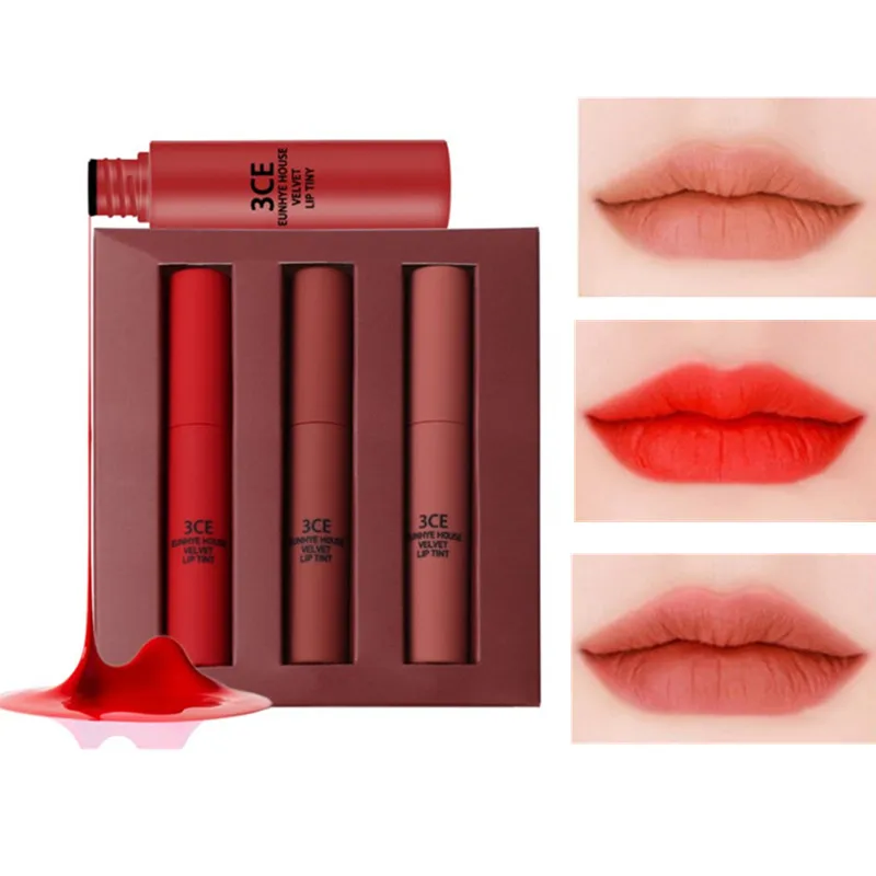 

3ce Eunhye House Matte Liquid Lipstick Sexy Red Lip Gloss Set 3pcs/lot Waterproof Long Lastiong Moisturizer Easy to Wear